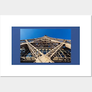 Eiffel Tower in Paris against clear blue sky Posters and Art